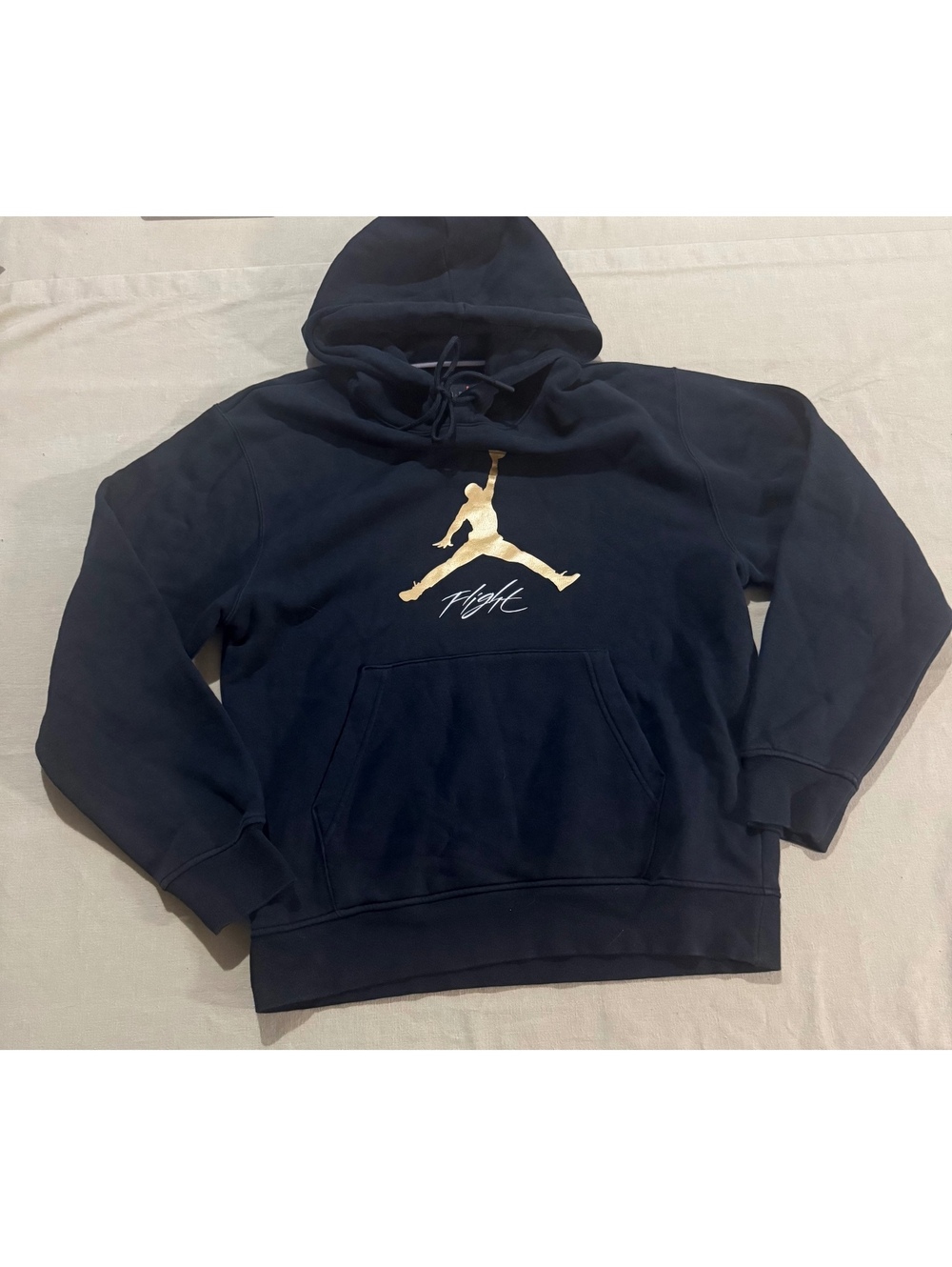 Jordan Flight Black Pullover Hoodie with Gold Logo